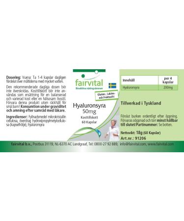  fairvital Fairvital | Hyaluronic Acid 50mg - 15 days - Vegan - 60 Capsules - Buy Online on GoSupps.com