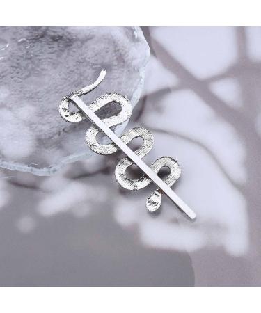 Iaceble Boho Crystal Serpent Hair Barrette - Silver Snake Hairpin with Rhinestones | Women's Sparkly Hair Accessory - Buy Online on GoSupps.com