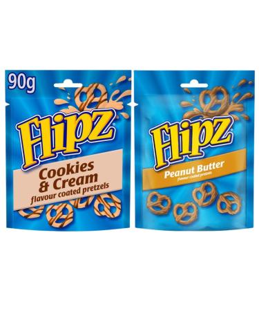 Chocolate Pretzel Bundle With Flipz Cookies & Cream Pretzels 90g & Peanut Butter Pretzels 90g (2 Pack)