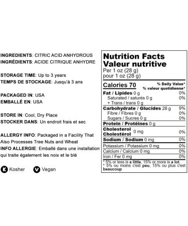4oz Citric Acid Powder - Anhydrous Fine Granules | Food Grade Lemon Salt for Cheese Making & Bath Bombs - Kosher Sour Salt (1 Pack) - Buy Online on GoSupps.com