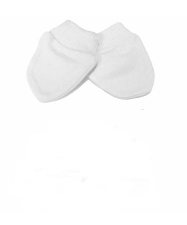 Newborn 2 Pairs of Scratch Mitts/Mittens - 100% Cotton White