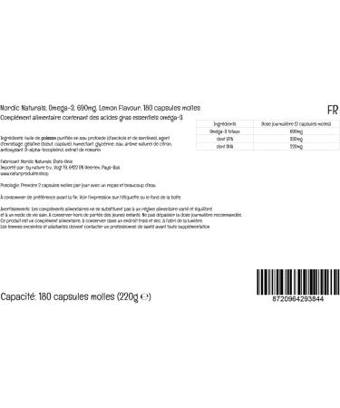  Nordic Naturals Nordic Naturals Omega-3 690 mg with EPA and DHA high dose lemon flavor 180 softgels lab tested soy-free gluten-free non-GMO - Buy Online on GoSupps.com