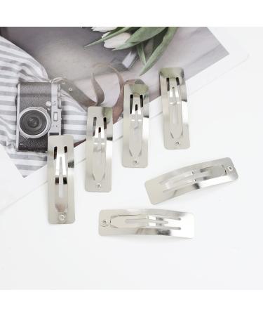 Cinaci 50 Pack Bulk 5cm Rectangle Silver Metal Hair Clips - DIY Craft Accessories for Women, Teens, Kids - Buy Online on GoSupps.com