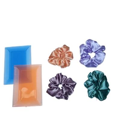 2 Double Sided Lice Removal Combs with 4 Glossy Silk Satin Hair Scrunchies - Effective Lice Comb with Fine Tooth and Stylish Hair Accessories for All Hair Types - Perfect for Daily Use (Blue Orange)