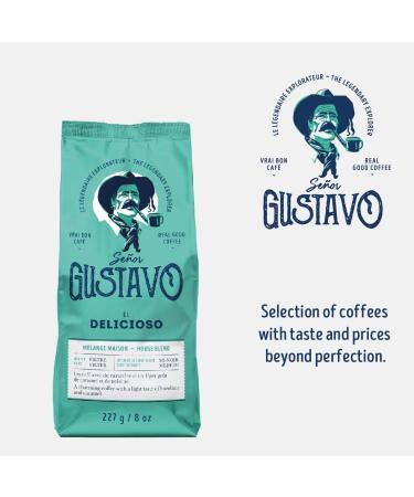 Caf Senor Gustavo El Delicioso - House Blend Medium Roast Ground Coffee Light Hazelnut and Caramel Flavor Kosher Certified Coffee South Central America Sourced Arabica Coffee Beans - (227g) El Delicioso - House Blend 227 g (Pack of 1) - Buy Online on GoSupps.com