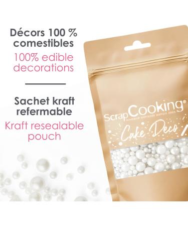  ScrapCooking ScrapCooking - Pearlescent Sugar Pearls 60g - Edible Cake Decoration - Cute Decorative Pearls and Sprinkles - For Desserts Cakes and Cupcakes - Christmas Birthday - White - 7470 - Buy Online on GoSupps.com