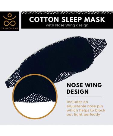 Samadhaan Cotton Sleep Mask for Sleeping | Soft 100% Blackout Eye Mask with Nose Wire | Adjustable Band | Travel Essential for Women Men - Black - Buy Online on GoSupps.com