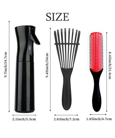 Detangling Nylon Bristle Hair Brush & Mist Spray Set for Women | Styling Tools for Curly & Straight Hair | MRTREUP 9-row Brush | Black - Buy Online on GoSupps.com