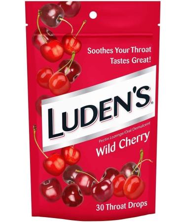 Luden's Throat Drops Wild Cherry 30 Drops (3 PACK)