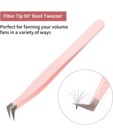 FADLASH 90 Degree Curved Volume Lash Extension Tweezers for Professional Artists - Ideal for Larger Fans - Fiber Tip 90 Tweezer - Buy Online on GoSupps.com
