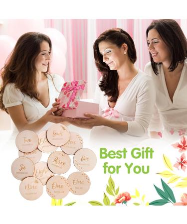 Abnaok Baby Monthly Milestone Cards 12 Pieces - Wooden Double-Sided Milestone Discs for Newborn Infants 0-12 Months - Baby Shower Gift Set for Growth Recording - Buy Online on GoSupps.com