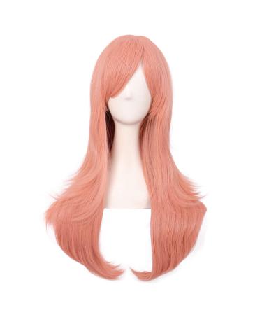 MapofBeauty 28 Inch/70cm Women Side Bangs Long Curly Hair Cosplay Wig (Orange Pink)