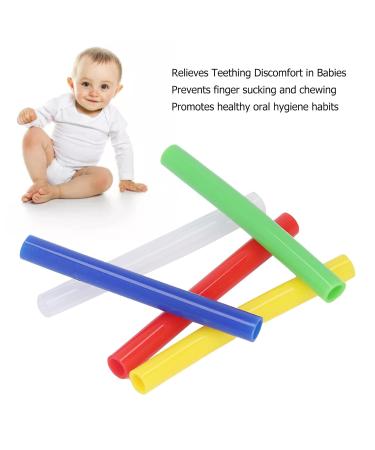 5pcs BPA-Free Baby Teeth Feeding Tubes - Food-Grade Silicone Freezable & Cookable Infant Teething Toys - Buy Online on GoSupps.com