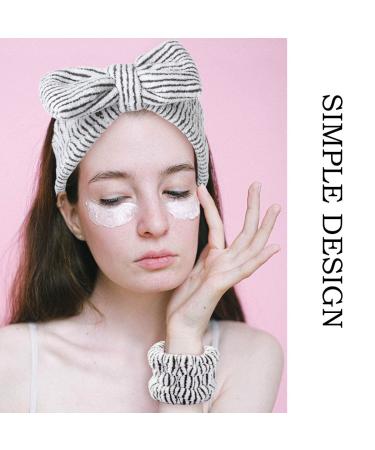 Spa Headbands with Matching Wristbands - Microfiber Bow Hairbands for Face Washing and Makeup Application - Buy Online on GoSupps.com