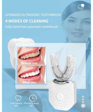Magentak Automatic Electric Toothbrush for Adults | 360 Degree Ultrasonic | Food Grade Silicone | Electric Travel U Shape Toothbrush | White - Buy Online on GoSupps.com