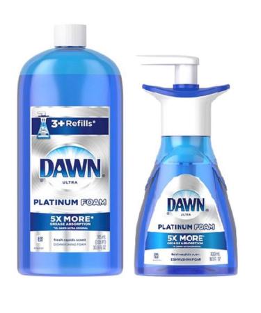 Dawn Platinum Erasing Dish Foam, Dishwashing Soap Pump And Refill Fresh Rapids Scent Kit 2 Piece Assortment