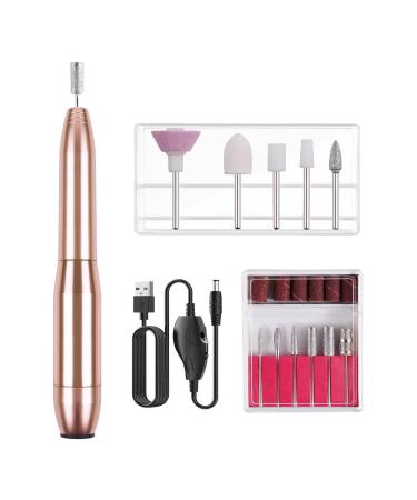 Electric Nail Drill Kit Professional Nail File Machine USB Nail Grinder Sanding and Polishing Tool Home Salon Use Nail Tools Champagne