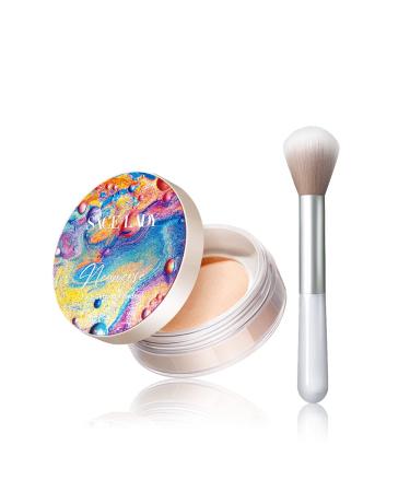 Flawless Loose Setting Powder Make Up  SACE LADY Smooth Face Powder with Brush  Controls Shine and Minimizes Pores  Lasting Finishing Powder Cosmetics  0.35Oz (02 with brush)