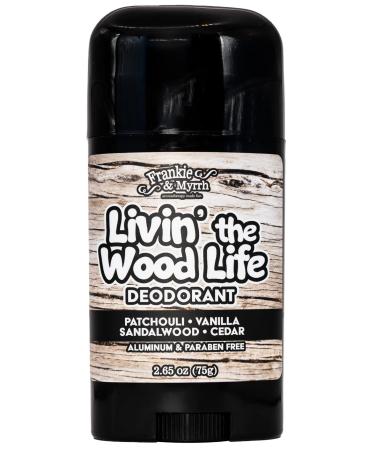 Livin' the Wood Life | Natural Patchouli Vanilla Sandalwood Deodorant for Hippie Women and Men | Real Essential Oils | Aluminum Free-Baking Soda  Coconut Oil and Shea Butter (2.56 oz) Paraben and Phthalate Free 1