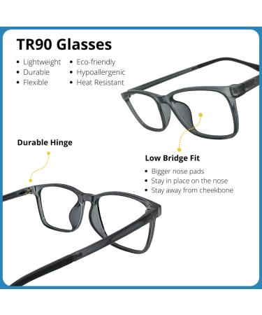 Buy ProEyes Preston Progressive Blue Light Blocking Readers - 0 Strength Lightweight & Durable Gray - Perfect for Eye Protection - Buy Online on GoSupps.com