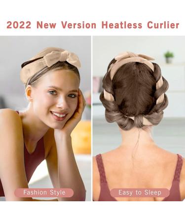 Yiclick Heatless Hair Curler for Long Hair Upgraded No Heat Hair Roller Sleeping Soft Rubber Hair Rollers Curling Ribbon and Rods for Natural Hair Beige - Buy Online on GoSupps.com