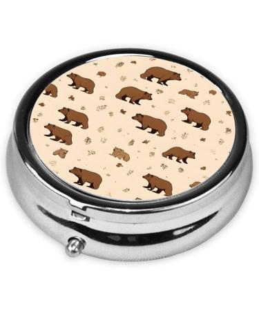 Cartoon Cute Bear Round Pill Box | 3 Compartment Travel Organizer for Vitamins & Medicine - Mini Decorative Pocket Case - Buy Online on GoSupps.com