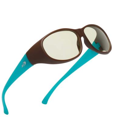 Fit Over Blue Light Glasses - AHT Anti Blue Ray Computer Glasses, Wear Over Prescription Glasses/Reading Glasses, UV400 Lens, Anti Eyestrain, Reduce Headache, Sleep Better Brown Green