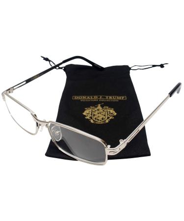 Donald Trump Designer Metal Reading Glasses DTR 08 Silver Black 55mm +1.50 Power Silver 1.50