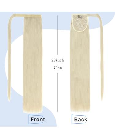 Silky Straight Clip in Ponytail Hair Extension 28 Inch - Heat-Resistant Fiber - Bleach Blond - Women's Wrap Around Pony Tail - Buy Online on GoSupps.com