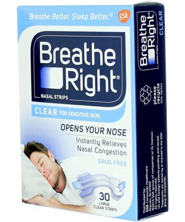 Breathe Right Nasal Strips Clear for Sensitive Skin - Large 30-Pack - Buy Online on GoSupps.com