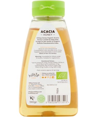 Hilltop Honey Organic Acacia Honey 340g Squeezy Bottle - Pack of 1 - Buy Online on GoSupps.com