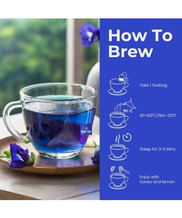 BLUE TEA - Shankhpushpi Flower - 30 Pyramid Tea Bags | For Food Iced Tea Cooler Cocktails Mocktails | Caffeine Free Herbal Tea l Gluten Free NON-GMO|Premium Pet Jar| - Buy Online on GoSupps.com