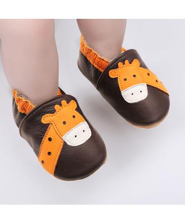 Soft Leather Baby Shoes - Non-Slip First Walking Sneakers for Boys & Girls (18-24 Months, Brown Deer) - Buy Online on GoSupps.com