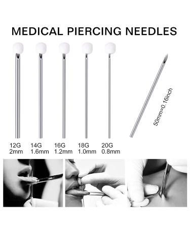 50PCS Mixed Body Piercing Needles | Sterilized Stainless Steel | Ear Nose Piercing Needles | 12G-20G | For All Body Piercings - Buy Online on GoSupps.com