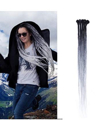 SEGO Dreadlocks Braids Extensions Synthetic Braiding Hair Crochet Dreads Hair Part Hair Extension Handmade Black & Gray & White 5 Strands-24 "(60cm) 60 cm black & gray & white - Buy Online on GoSupps.com