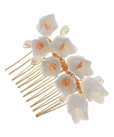 DOITOOL Flower Comb Hair Flowers Accesorios Para Flower Pearl Side Comb Summer Accessories Flower Girl Headpiece Artificial Flower Hairpins Floral Hair Clip Hanfu Resin Bride Hair Piece