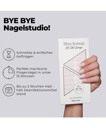 Original Miss Sophie UV Gel Nail Foils - Soft Touch Polish Strips in Solid Color Rose Lace for Finger & Toenails - International Shipping Available - Buy Online on GoSupps.com