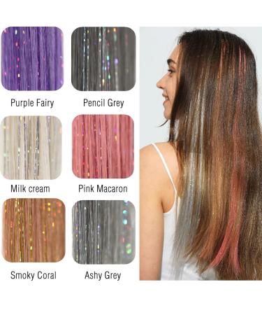 Twinkle Sparkle Clip in Colored Hair Extensions with Glitter Highlights - 22 Long, Straight Synthetic Hairpiece for Women, Girls, Kids - Pink Macaron Festival Gift - Buy Online on GoSupps.com