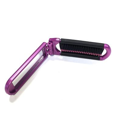 ALAZCO Folding Hair Brush With Mirror - Compact Travel Size for Car, Gym, Purse, Locker - 2 Assorted Colors - Buy Online on GoSupps.com