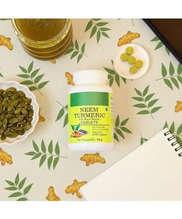 Neem Turmeric with Black Pepper 180 Tablets Made with Pure Turmeric Root Powder and Neem Leaf Powder Detox Tablet - Buy Online on GoSupps.com
