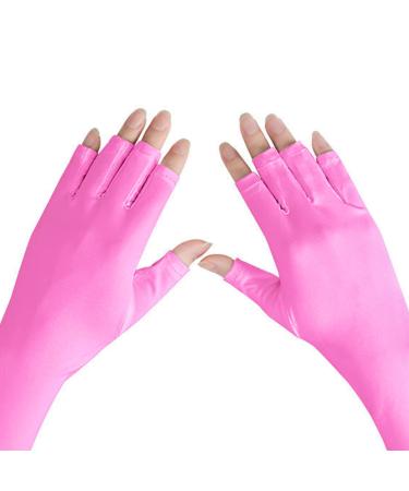 Uv Protection Gloves For Gel Nail Lam Fingerless Gloves Nail Art Skin Nail Care Anti Uv Sun Glove Protect Hands From Uv Harm Sunburn Home Outdoor Use Pink