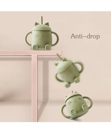 Silicone Sippy Cup for Toddlers | Non Spill Baby Cup with Handles & Lids | BPA Free 250ml Straw Cup | Dishwasher Safe Training Cup for 6+ Months (Green) - Buy Online on GoSupps.com