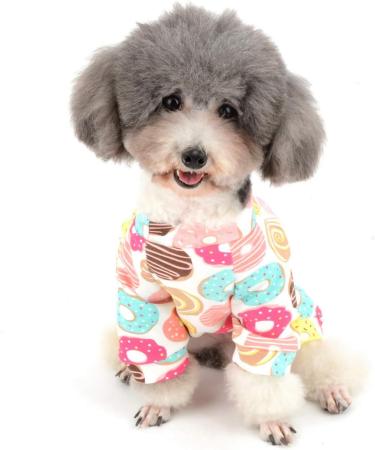 Zunea Donut Printed Dog Jumpsuit Pajama - Soft Cotton Romper for Pets - XL Four-Legged PJs for Dogs & Cats - Buy Online on GoSupps.com