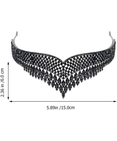 FRCOLOR Jeweled Baroque Queen Crown Black Crown Gothic Headpiece Rhinestone Wedding Crown Costume Party Hair Accessories for Women - Buy Online on GoSupps.com
