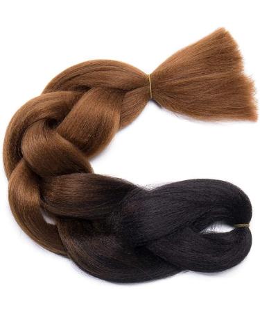 Ombre Jumbo Braiding Hair Extensions 24 Inch 1pc Jumbo Braid Two Tone Synthetic Hair Extension Black to Coffee - Buy Online on GoSupps.com