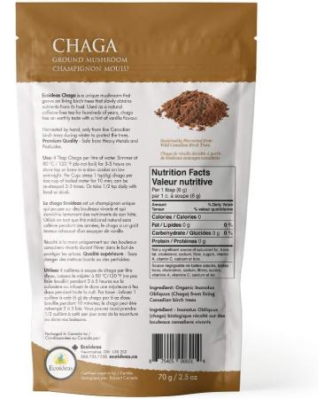 Ecoideas Wild Harvested Chaga Ground Mushroom 70 gram - Buy Online on GoSupps.com