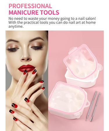 2PCS Nail Soaking Bowl Set with Cuticle Peeler & Pusher - Pink - Buy Online on GoSupps.com