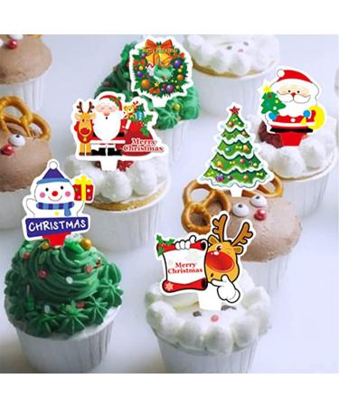 GULELAYAR 50/500 Pieces Christmas Cupcake Toppers Cute Cake Decorations Snowman Santa Claus Reindeer Elf Bells Cake Toppers Picks for Christmas Cake Decor Party Holiday Supplies Favors (500 Pieces) - Buy Online on GoSupps.com