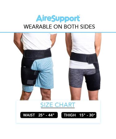 AireSupport Hip Brace and Thigh Compression Sleeve with Ice/Heat Pack - Men & Women - Groin, Hip, Leg Muscle Support - Buy Online on GoSupps.com
