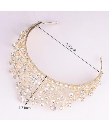 Didder Crystal Tiara - Gold Princess Crown for Women & Girls | Rhinestone Bridal Hair Accessories for Wedding, Prom & Parties - Buy Online on GoSupps.com